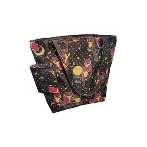 Karriage Mate Owl Tote Bag Large Attached Pouch Multicolor Zip Closure EUC